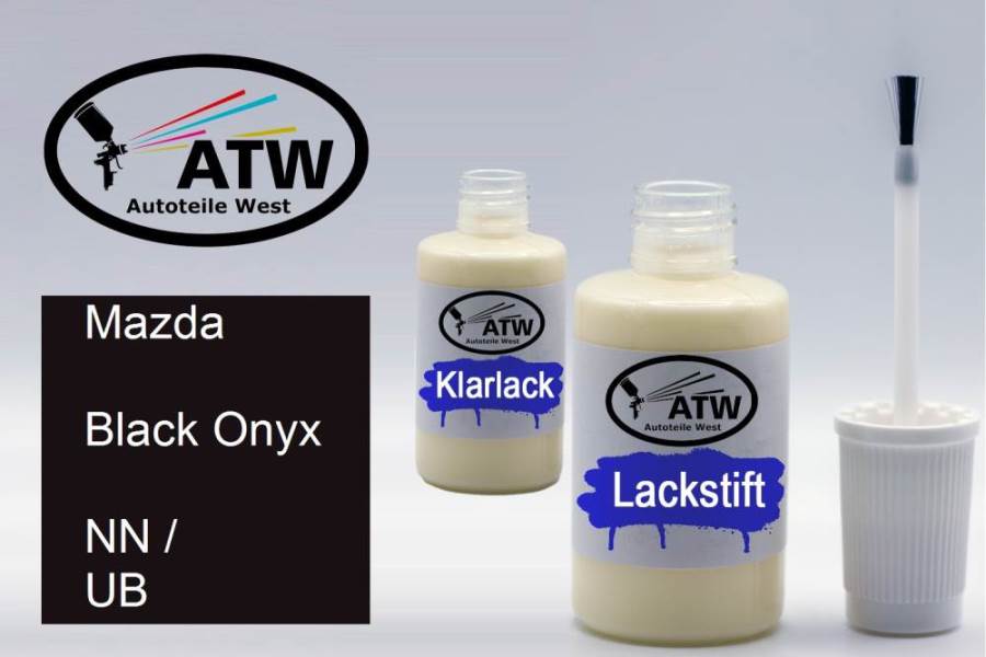 Mazda, Black Onyx, NN / UB: 20ml Lackstift + 20ml Klarlack - Set, von ATW Autoteile West.